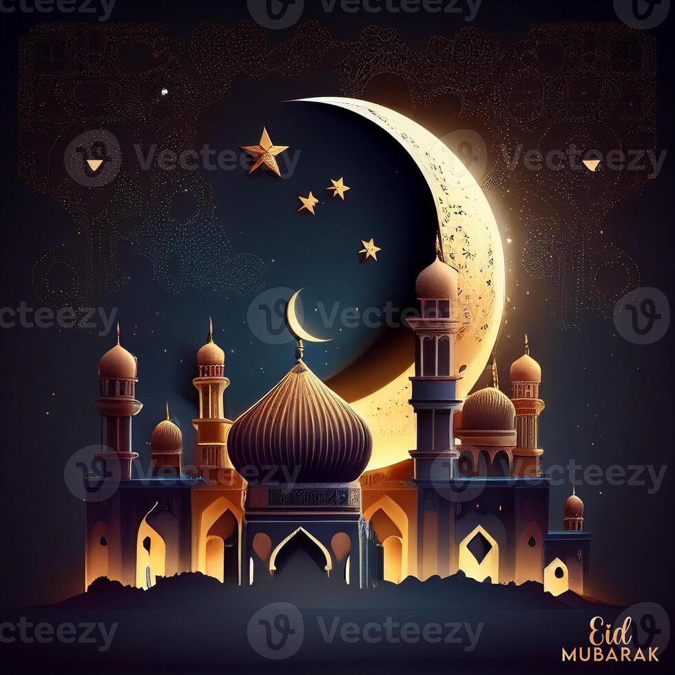 ai generatief mooi eid mubarak Arabisch Islamitisch achtergrond en banier ontwerp. foto