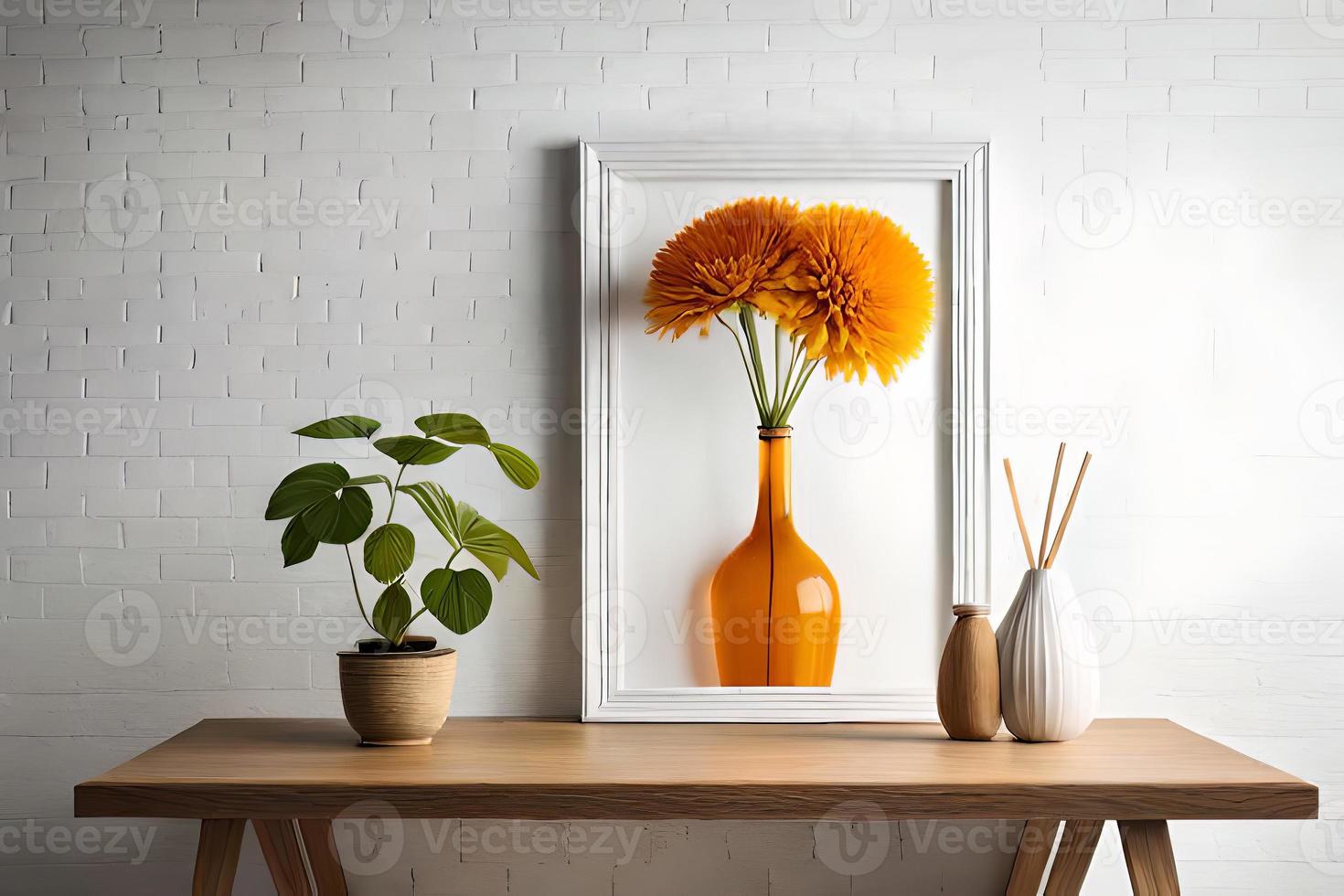 minimaal wit afbeelding kader canvas Scherm met bloem in vaas foto