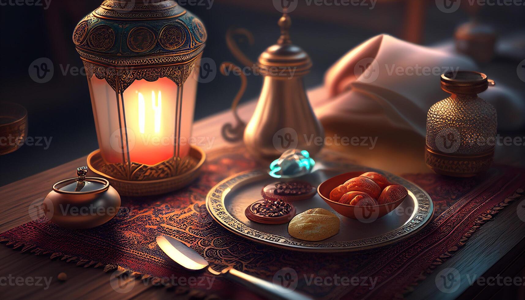Islamitisch Ramadan achtergrond gemaakt met ai gereedschap foto