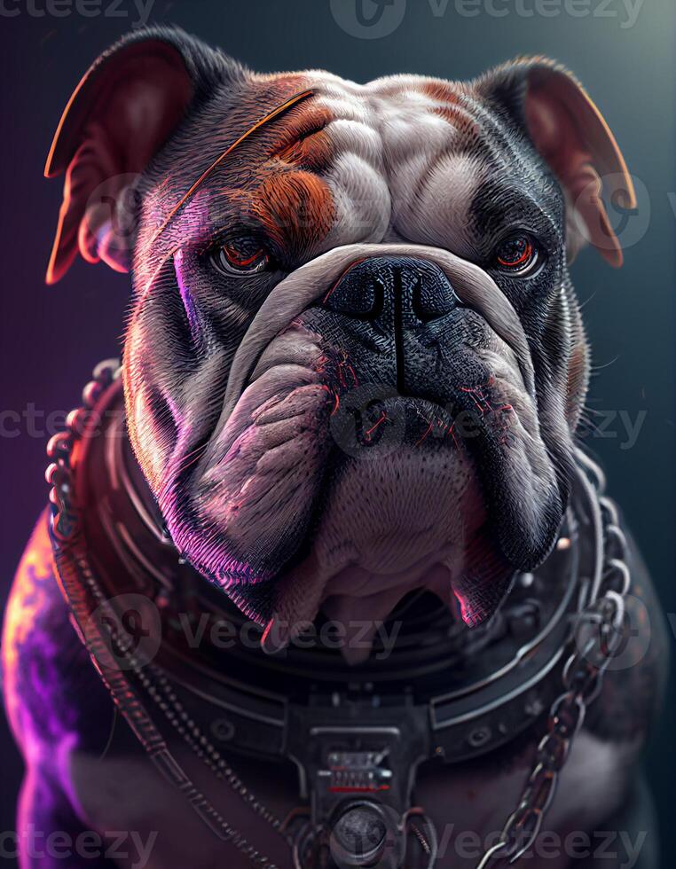 cyberpunk bulldog realistisch illustratie gemaakt met ai gereedschap foto