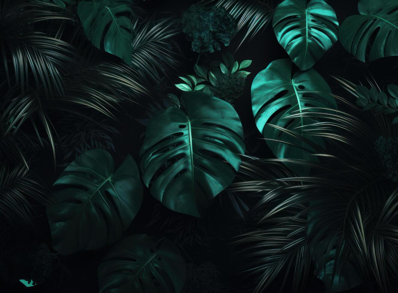 tropisch palm bladeren achtergrond. illustratie ai generatief foto