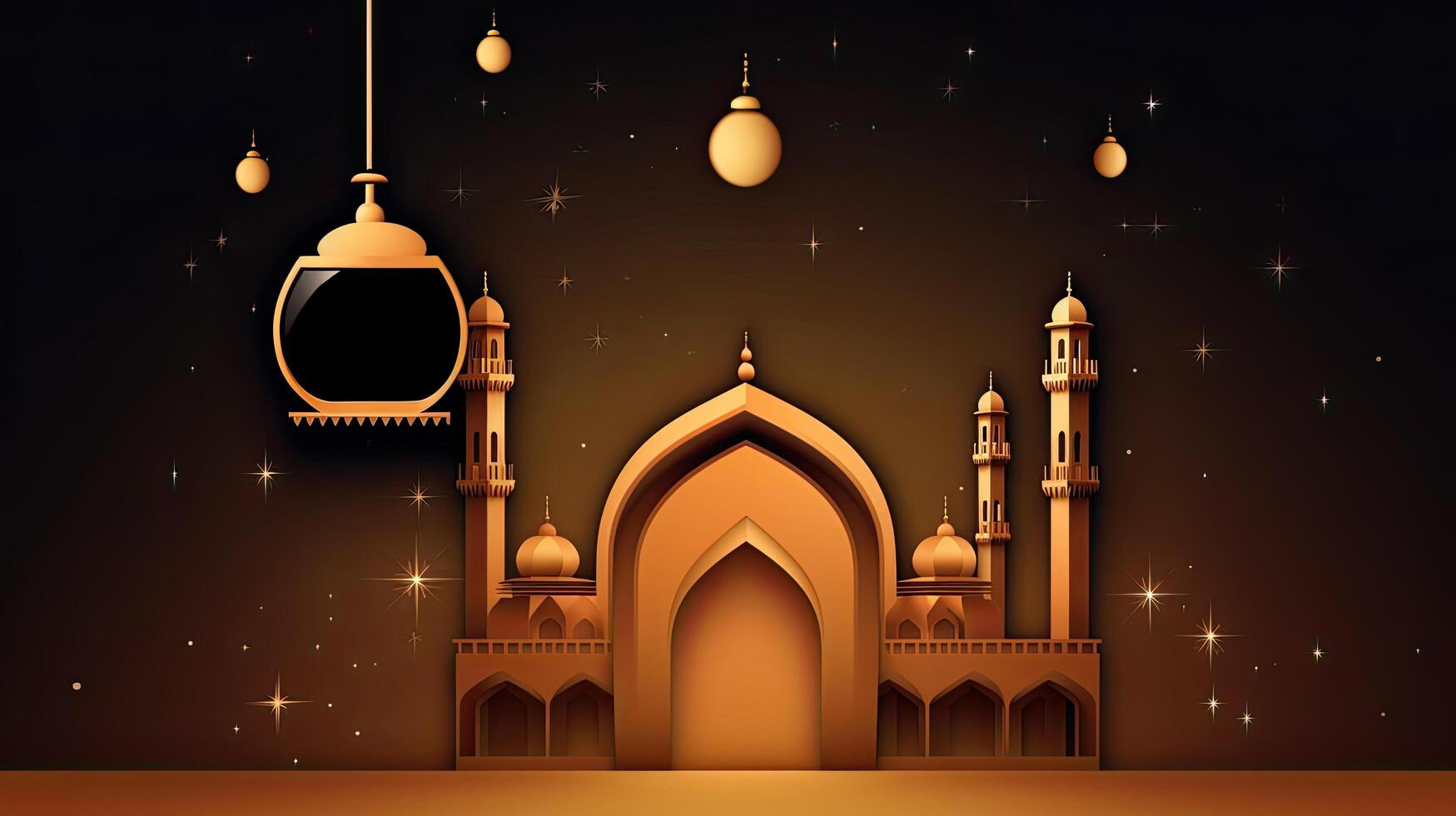 Islamitisch achtergrond met lantaarn, en moskee. ai gegenereerd foto