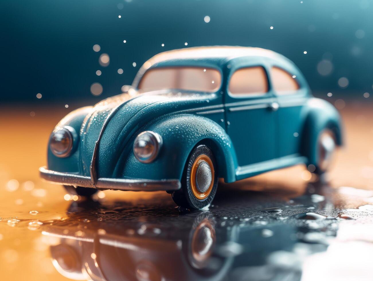 schattig speelgoed- auto Product fotografie dynamisch helder achtergrond generatief ai foto