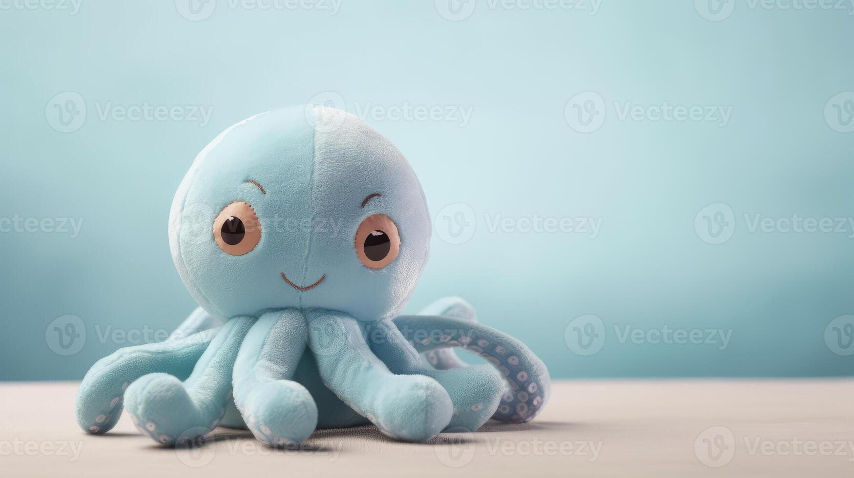 een detailopname van een gevuld Octopus speelgoed- generatief ai foto