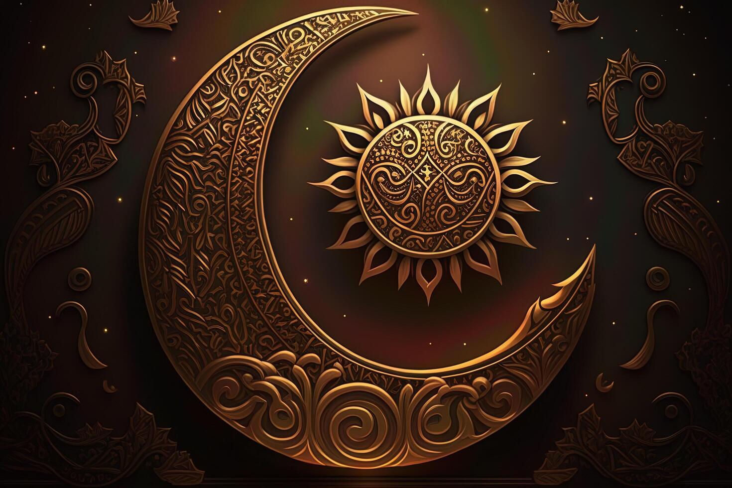 eid mubarak achtergrond, moskee in de maanlicht Bij nacht 3d illustratie, Arabisch lantaarns, ai generatief. foto