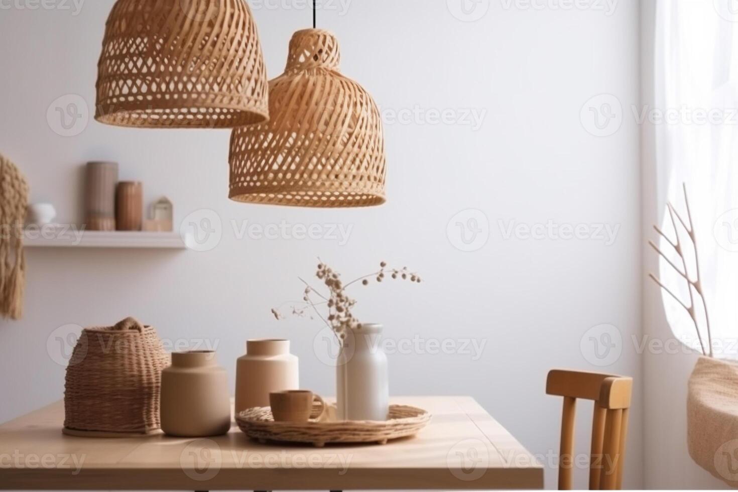 ai gegenereerd binnenshuis boho stijl dining kamer foto