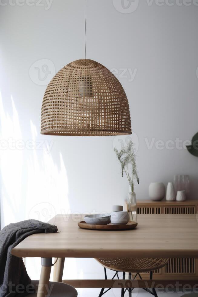 ai gegenereerd binnenshuis boho stijl dining kamer foto