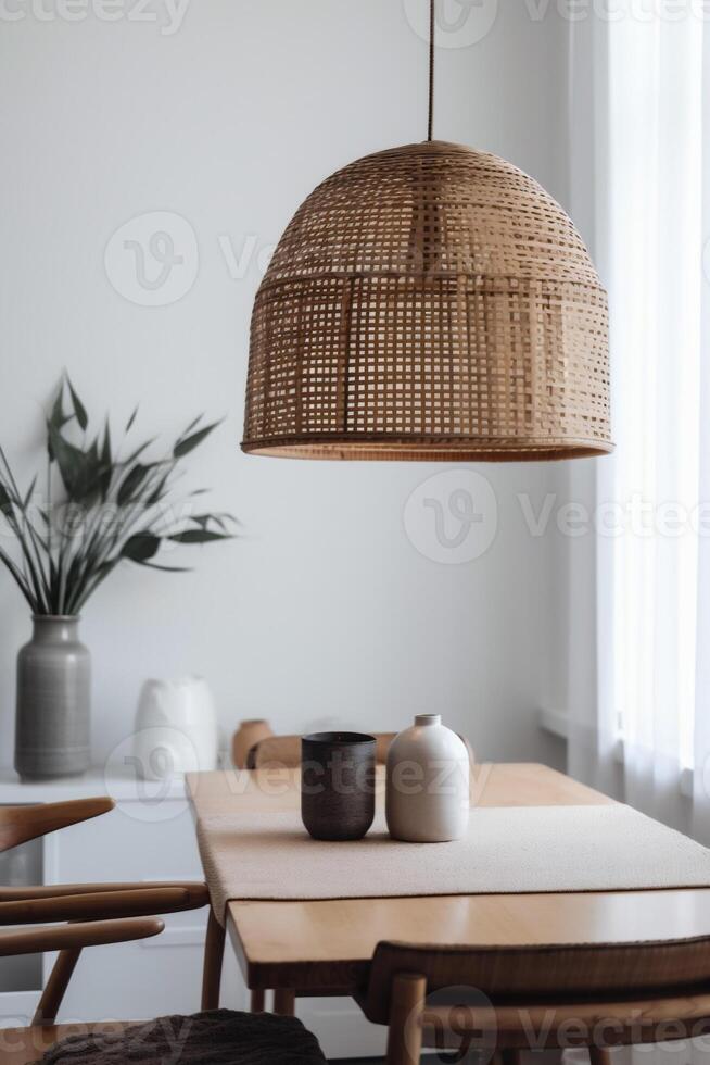 ai gegenereerd binnenshuis boho stijl dining kamer foto