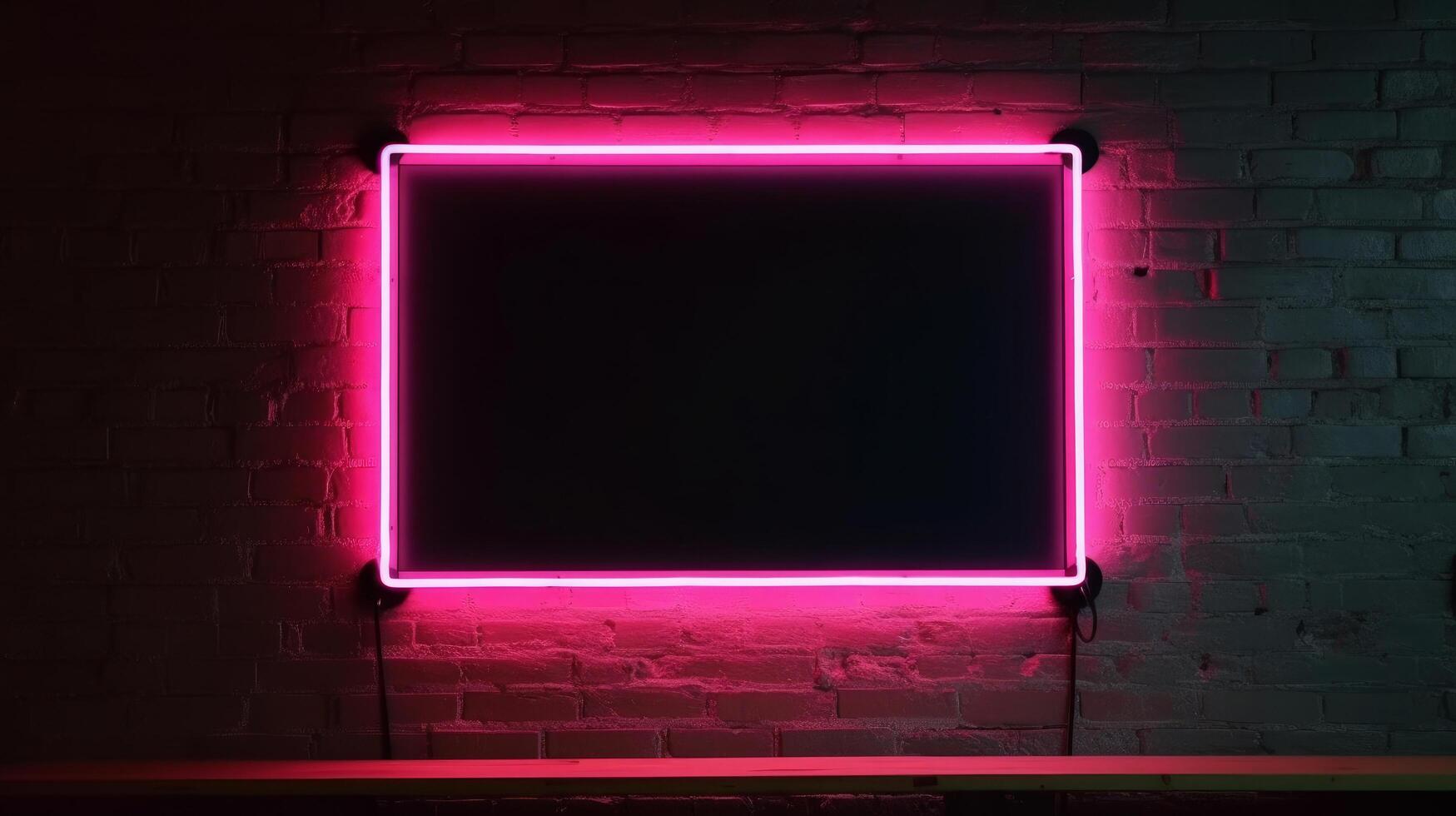 neon kader Aan donker achtergrond. illustratie ai generatief foto