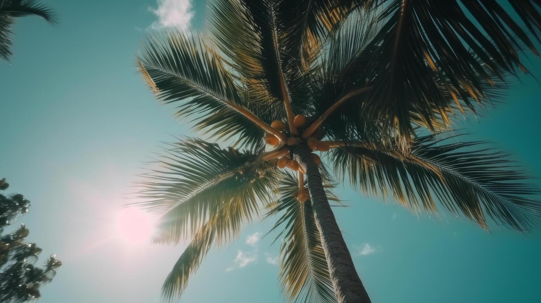 palm boom zonnig achtergrond. illustratie ai generatief foto