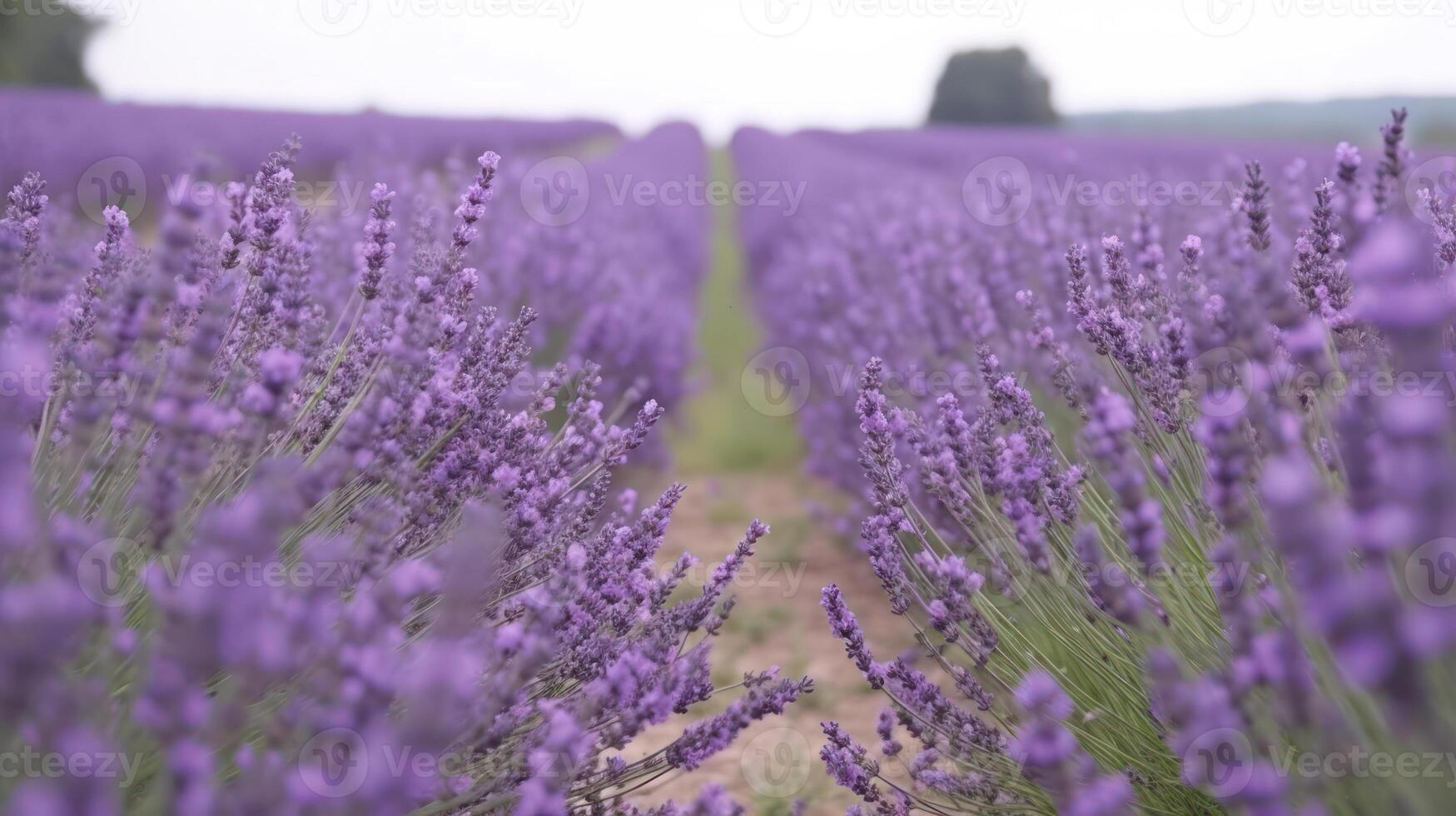 paars lavendel veld- bloemen landschap generatief ai foto