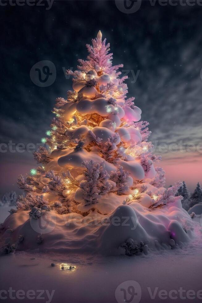 Kerstmis tafereel met een sneeuwman in voorkant van een huis. generatief ai. foto