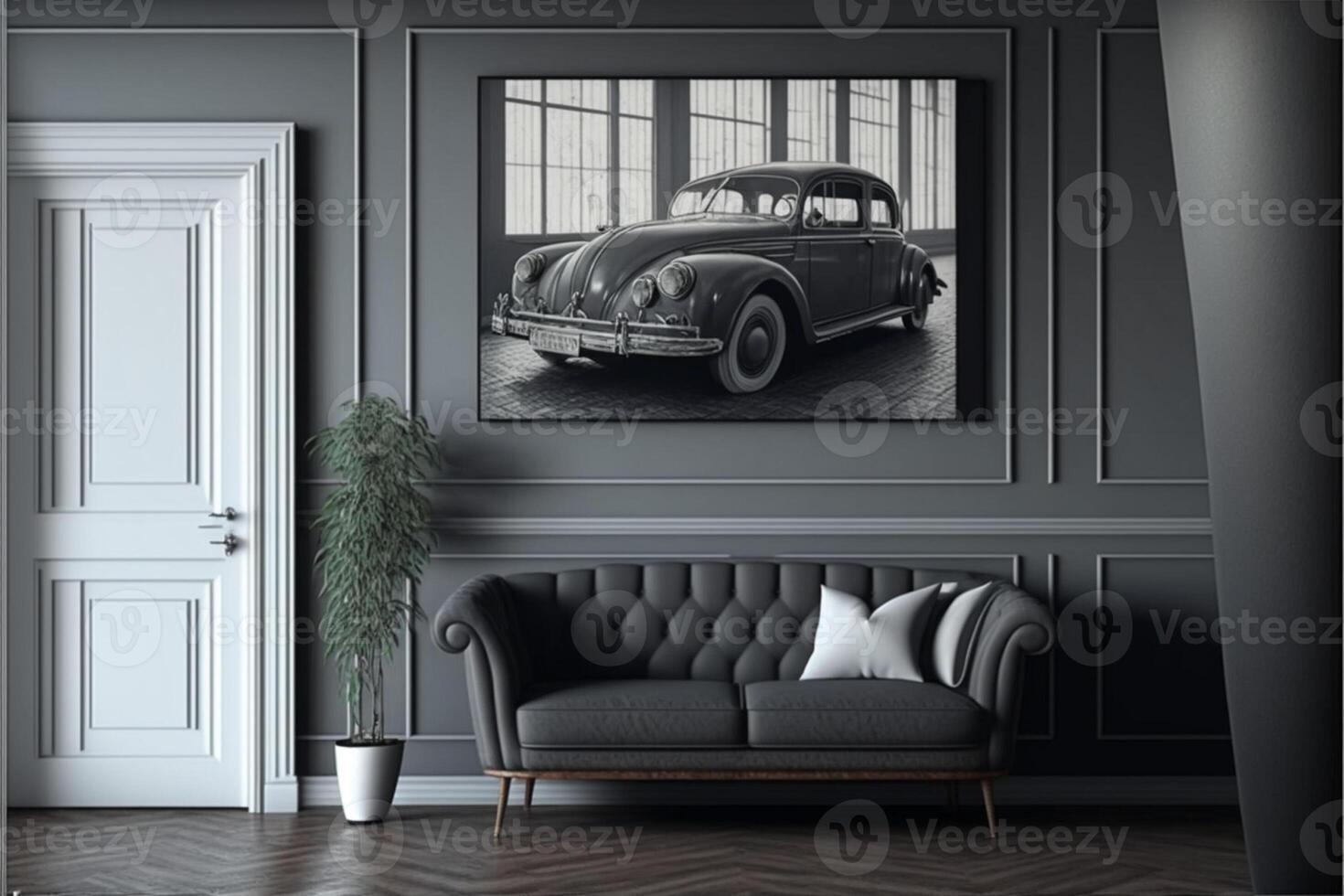 retro stijl in mooi leven kamer interieur kleurrijk. generatief ai foto
