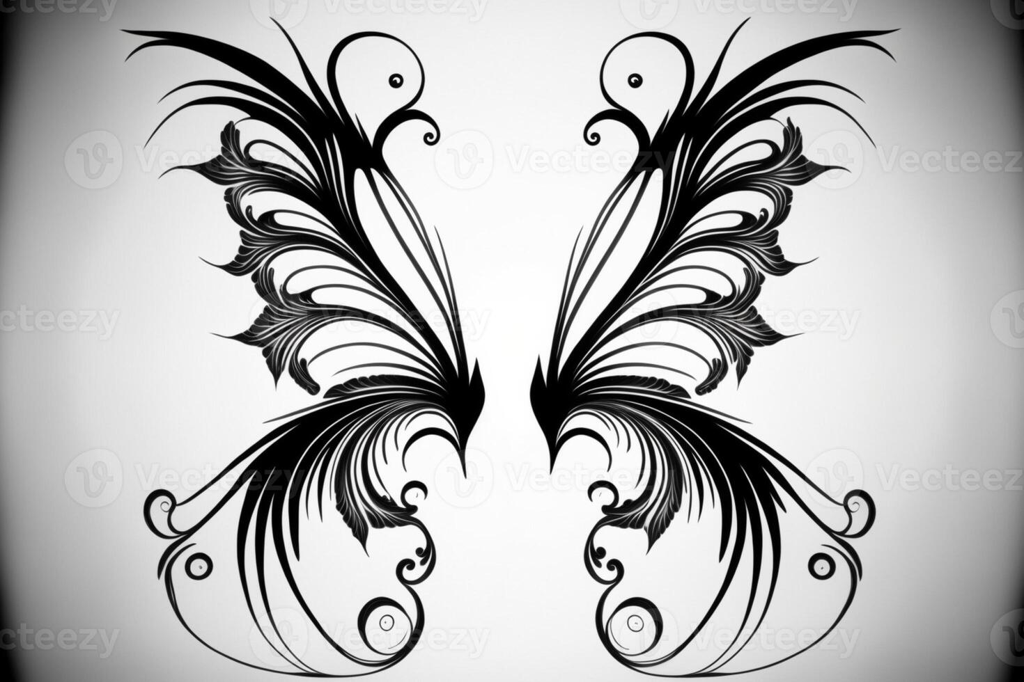 fee Vleugels gemaakt van Woud bladeren Aan een wit achtergrond. generatief ai foto