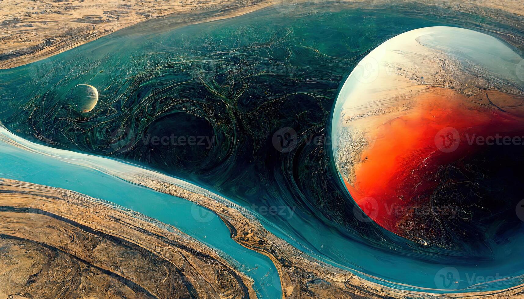 abstract aarde planeet bovenstaand de zee. generatief ai foto