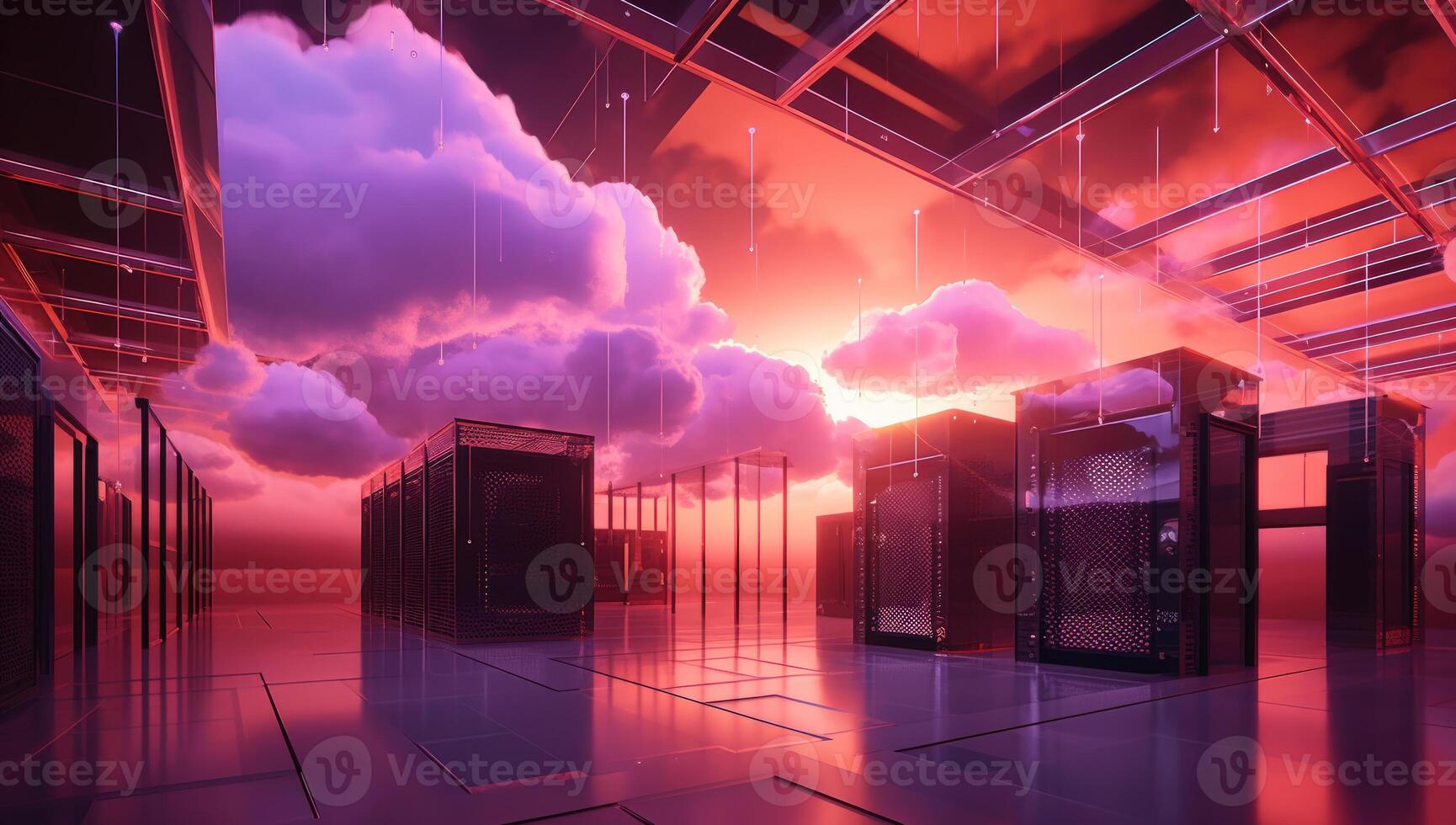 gegevens centrum, server kamer, datacenter, groot gegevens centrum, wolk berekenen concept. generatief ai foto