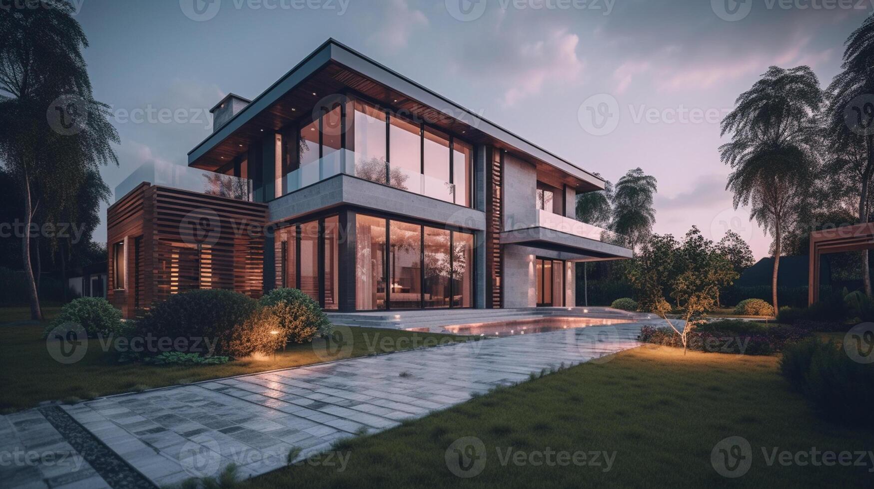 ai generatief 3d modern luxe echt landgoed huis voor uitverkoop en huur , luxe eigendom concept, foto