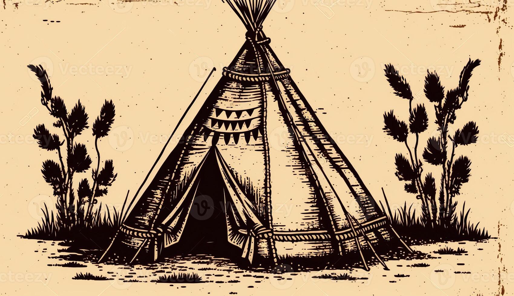 ai gegenereerd. ai generatief. inheems Amerikaans tent wigwam huis. kan worden gebruikt voor huis decoratie. wild westen. grafisch kunst foto