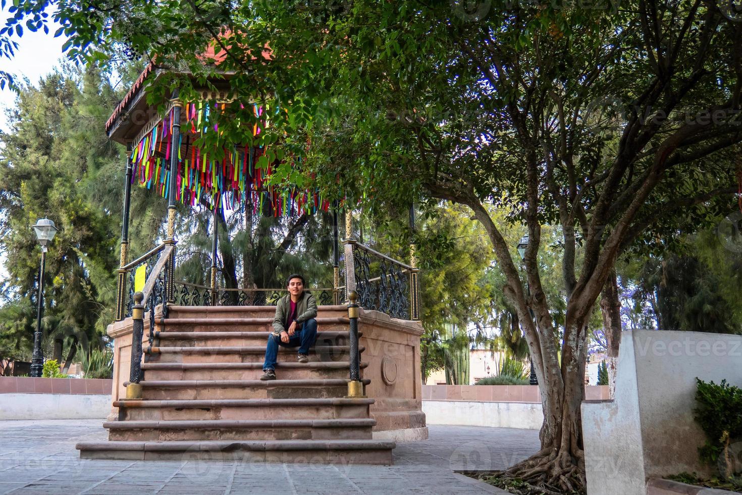 Mens staat in een park Bij mineraal de pozo's in Mexico foto