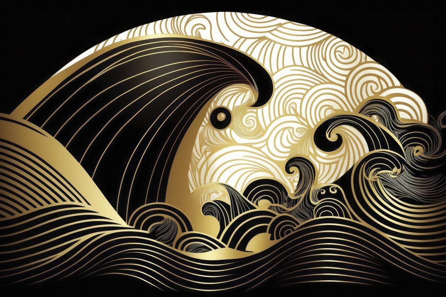 mooi Golf Leuk vinden lijnen zwart en goud Japans stijl achtergrond illustratie foto