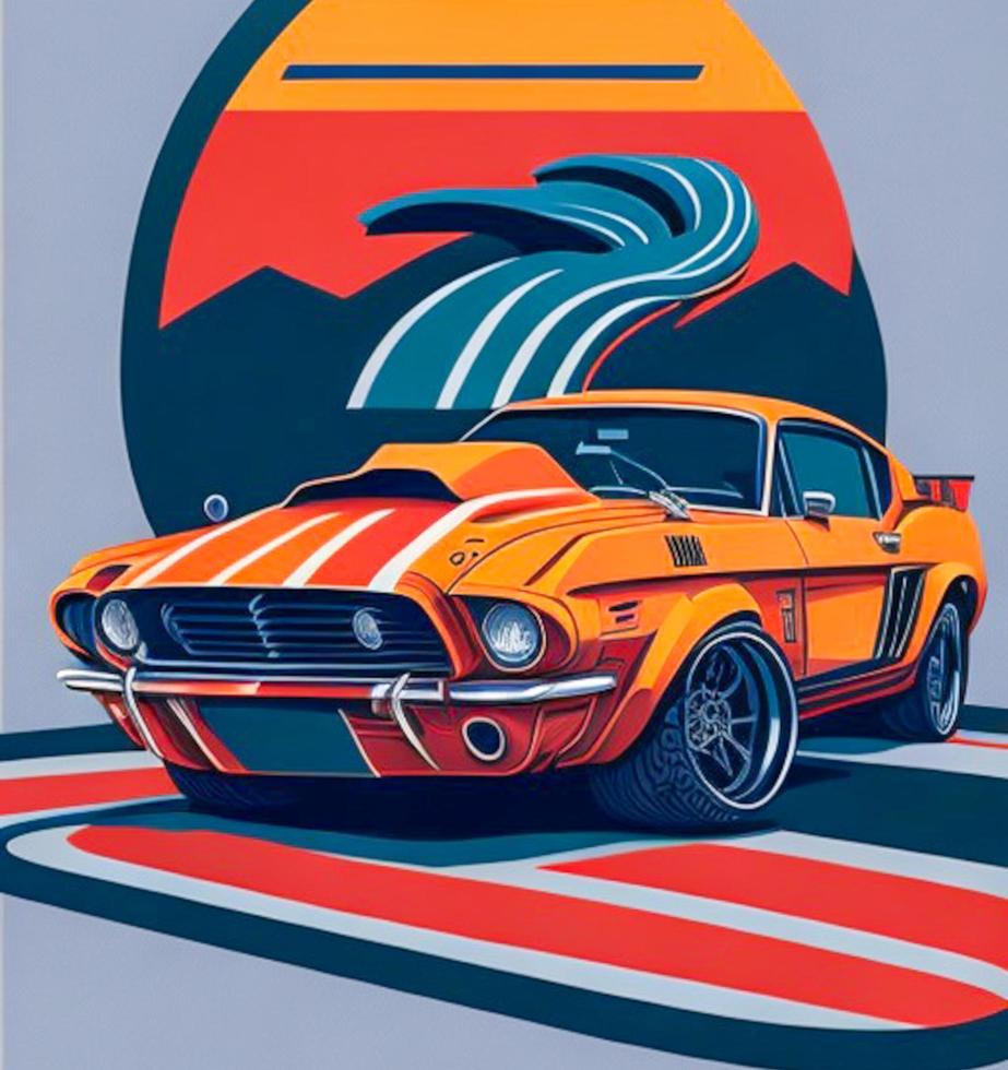 wijnoogst klassiek auto retro vector stijl illustratie foto