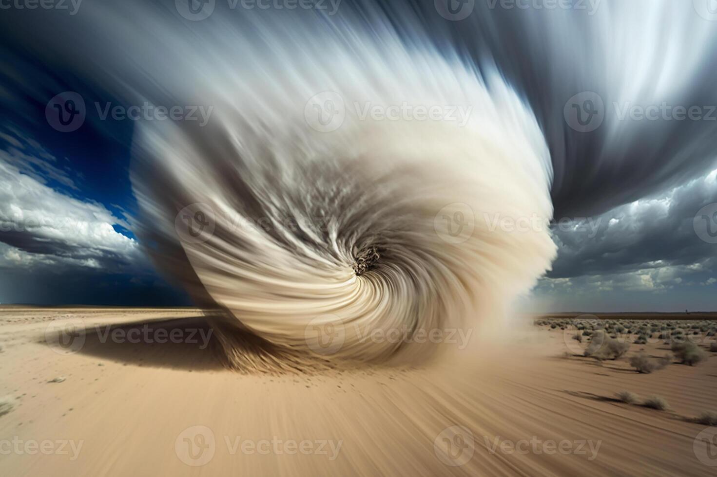 een stof storm in de woestijn. generatief ai foto