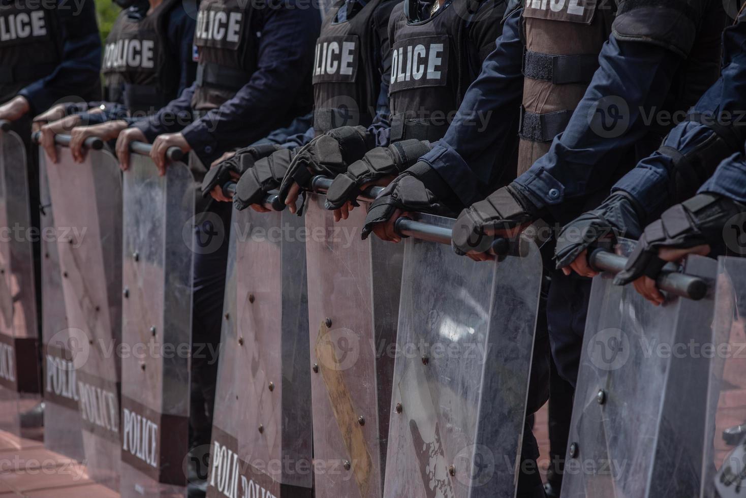 herrie Politie controle de menigte. foto