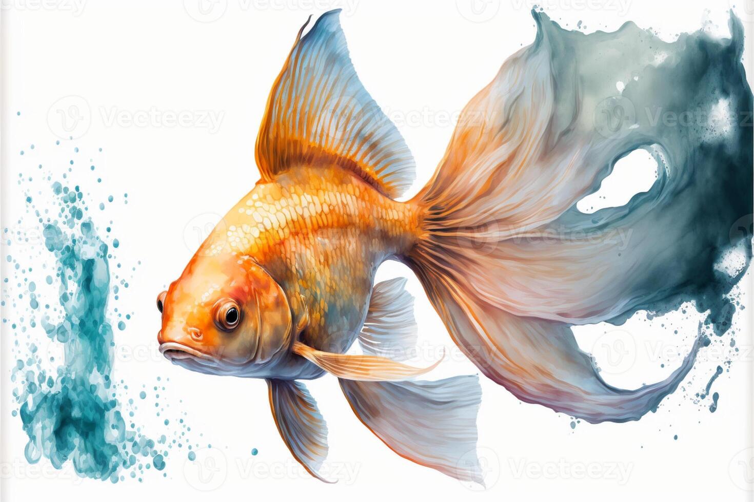 waterverf schilderij goudvis vector illustratie. generatief ai foto