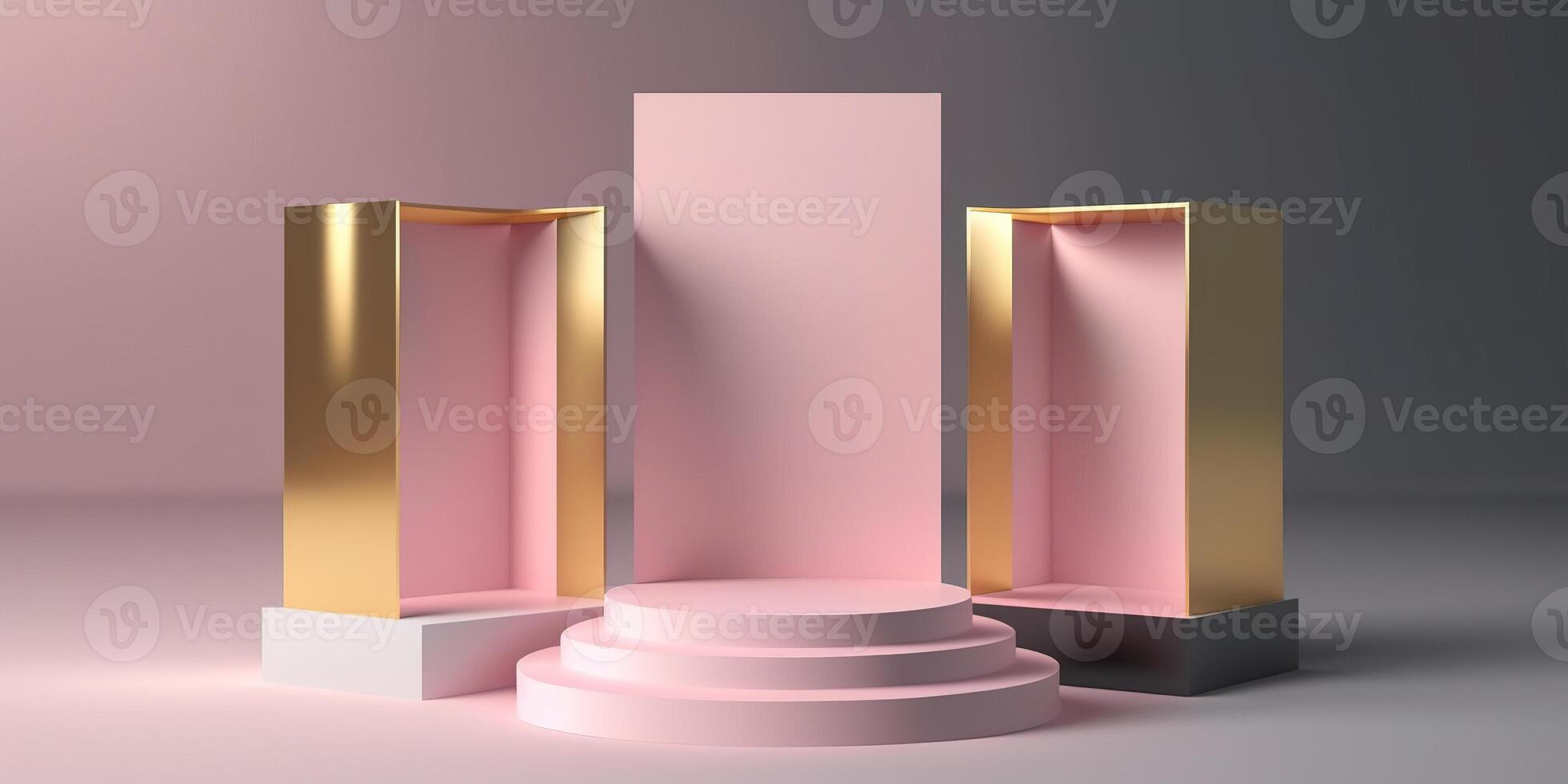 realistisch 3d roze thema podium voor Product Scherm. ai gegenereerd foto