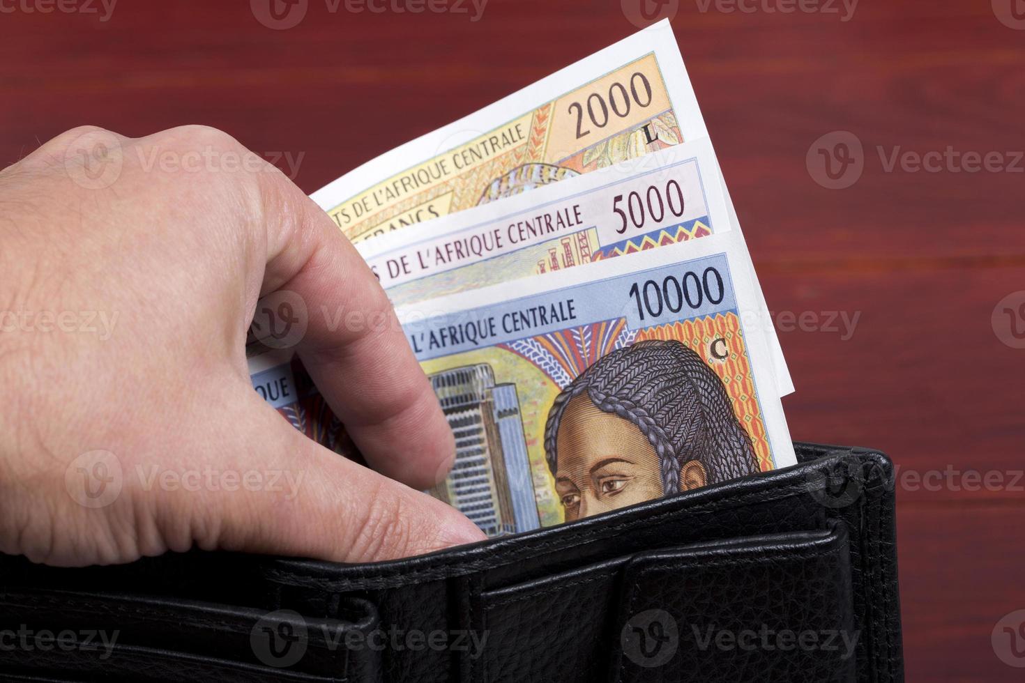 oud centraal Afrikaanse staten geld - franc in de zwart portemonnee foto