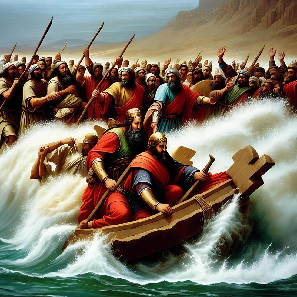 3d realistisch surrealistische bijbels Exodus illustratie ai gegenereerd foto
