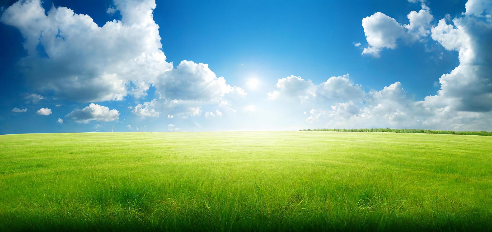 de landschap van natuurlijk gras veld- met ai gegenereerd. foto