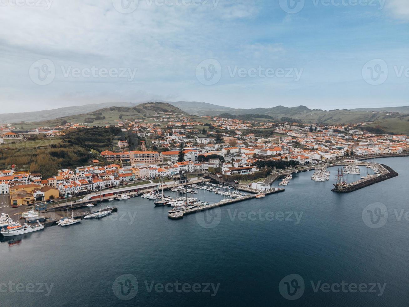 visie van horta door dar in faial, de azoren foto