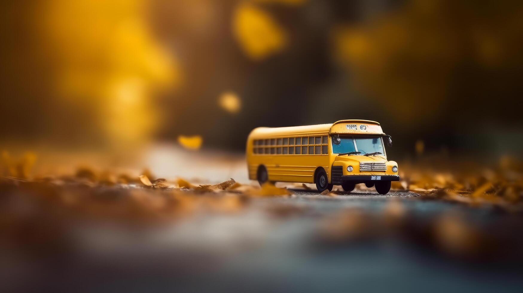 geel school- bus. terug naar school- achtergrond. illustratie ai generatief foto