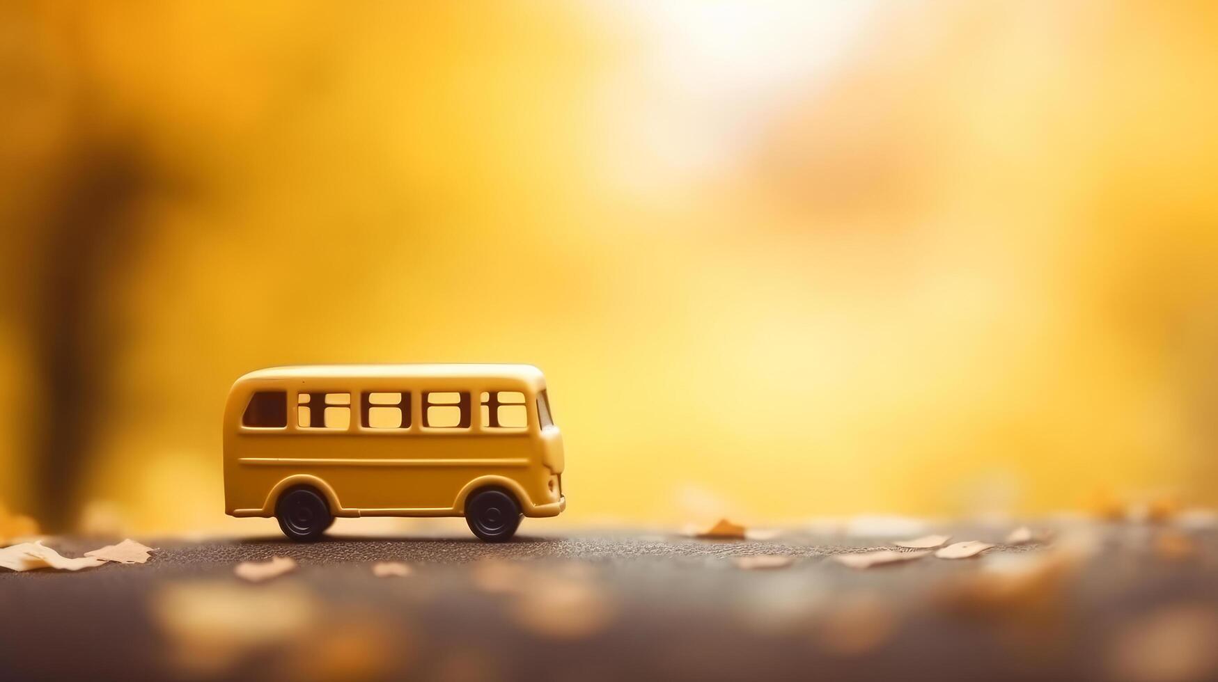 geel school- bus. terug naar school- achtergrond. illustratie ai generatief foto