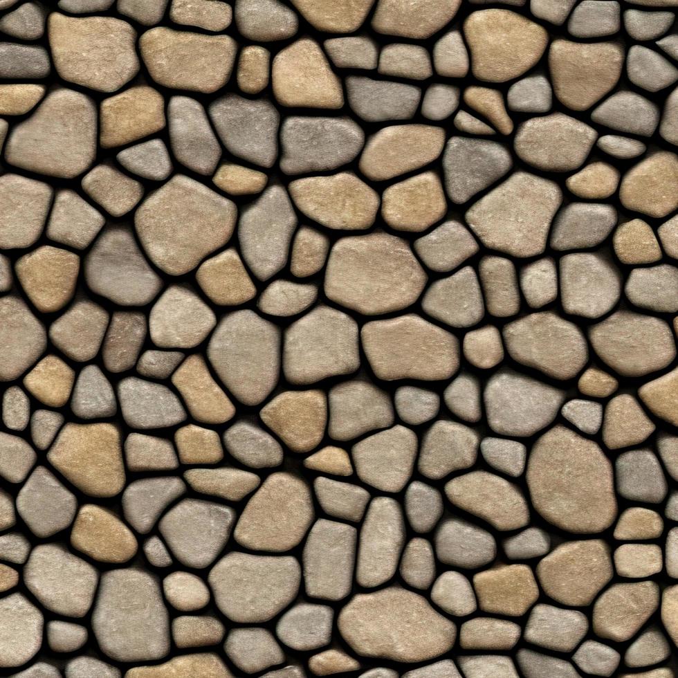 ronde grind kiezelsteen steen muur decoratie. beige warm kiezelsteen steen tectuur achtergrond foto