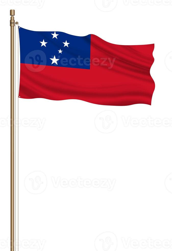 3d vlag van Samoa Aan een pijler foto