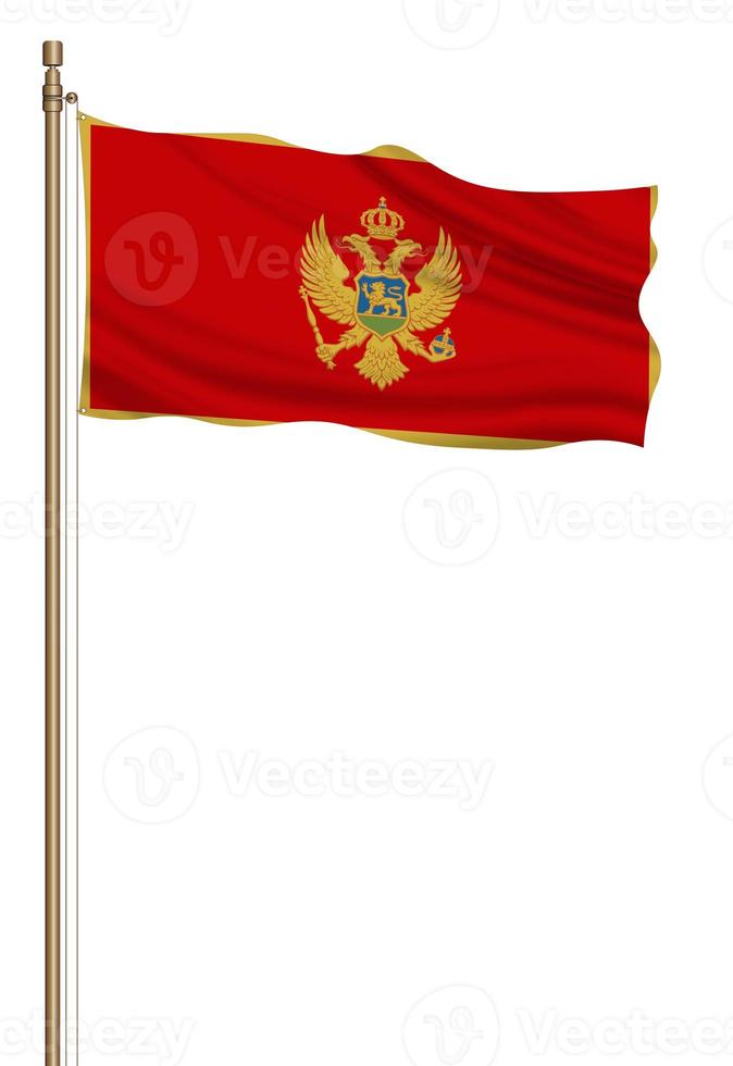 3d vlag van Montenegro Aan een pijler foto