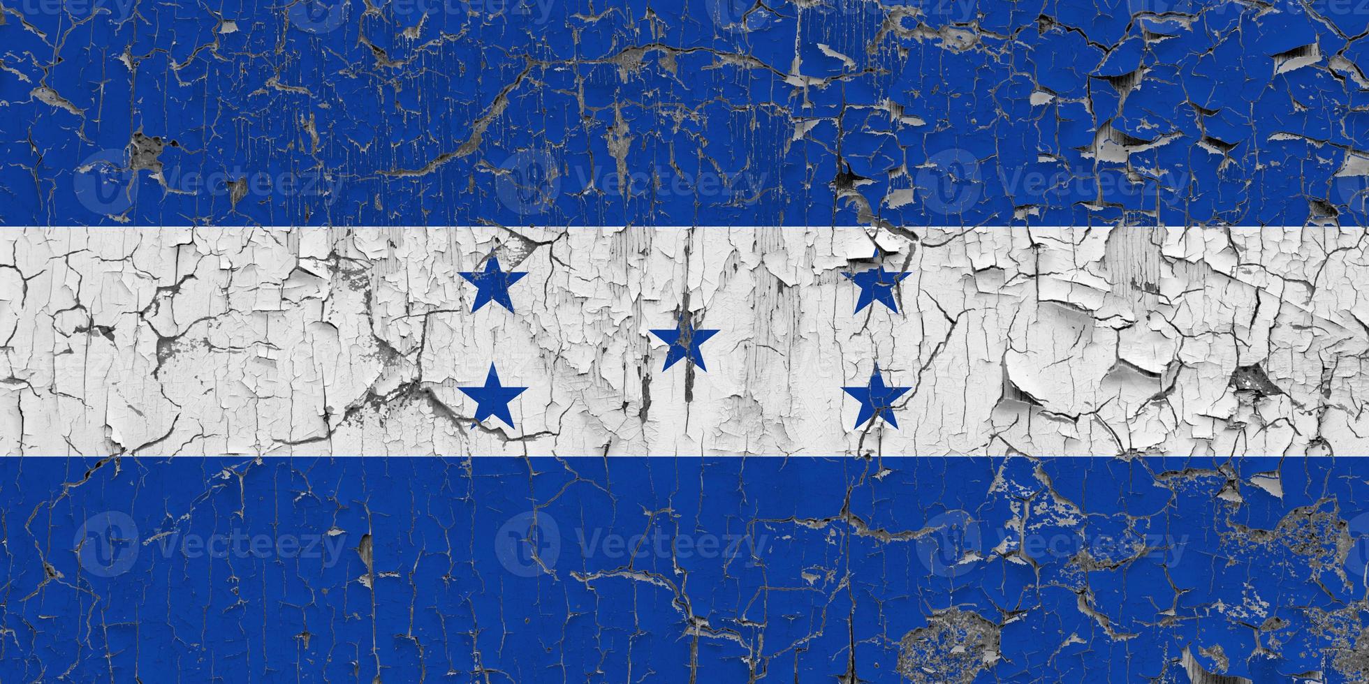 3d vlag van Honduras Aan steen muur foto