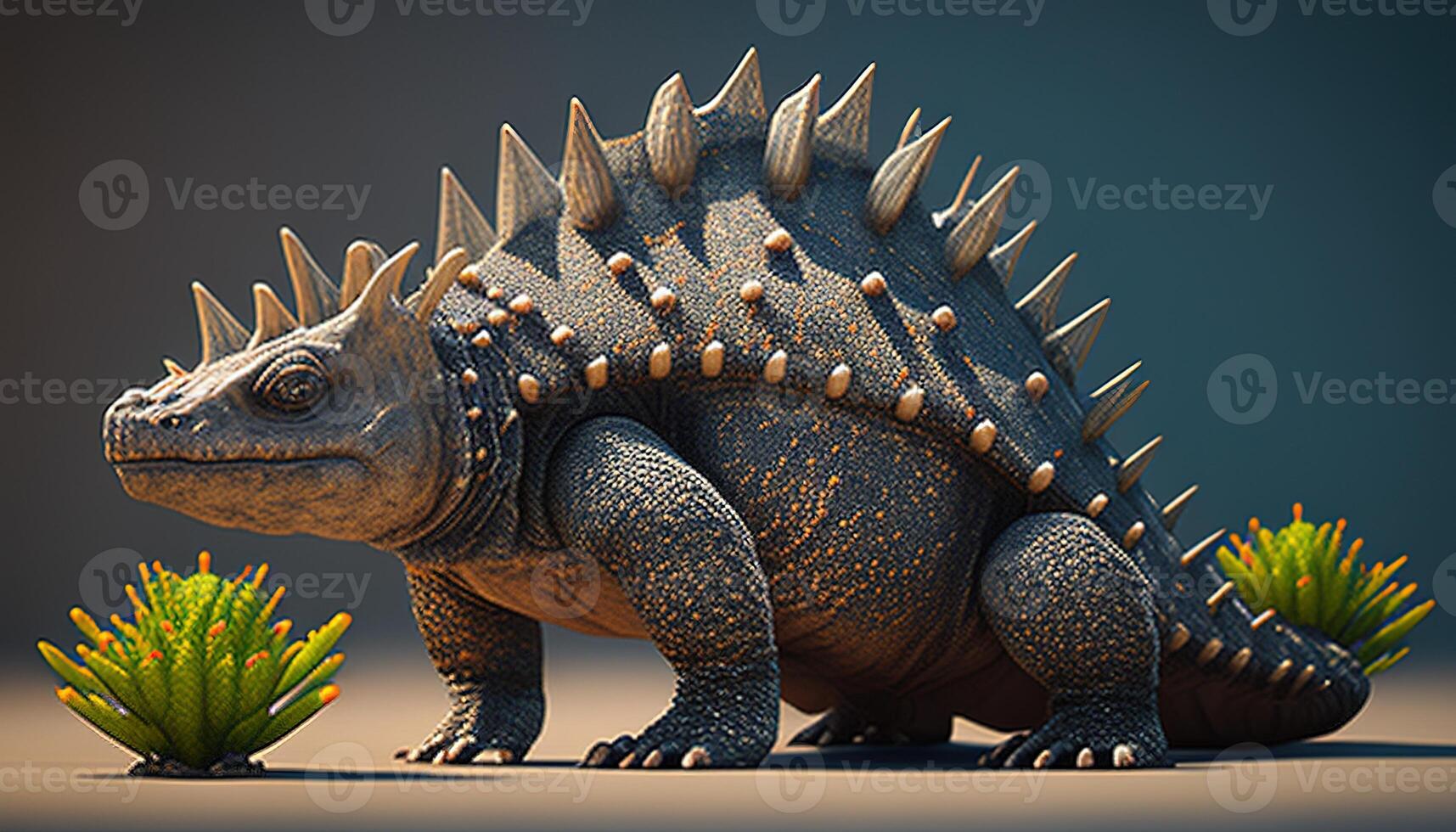 ankylosaurus, digitaal kunst illustratie, generatief ai foto