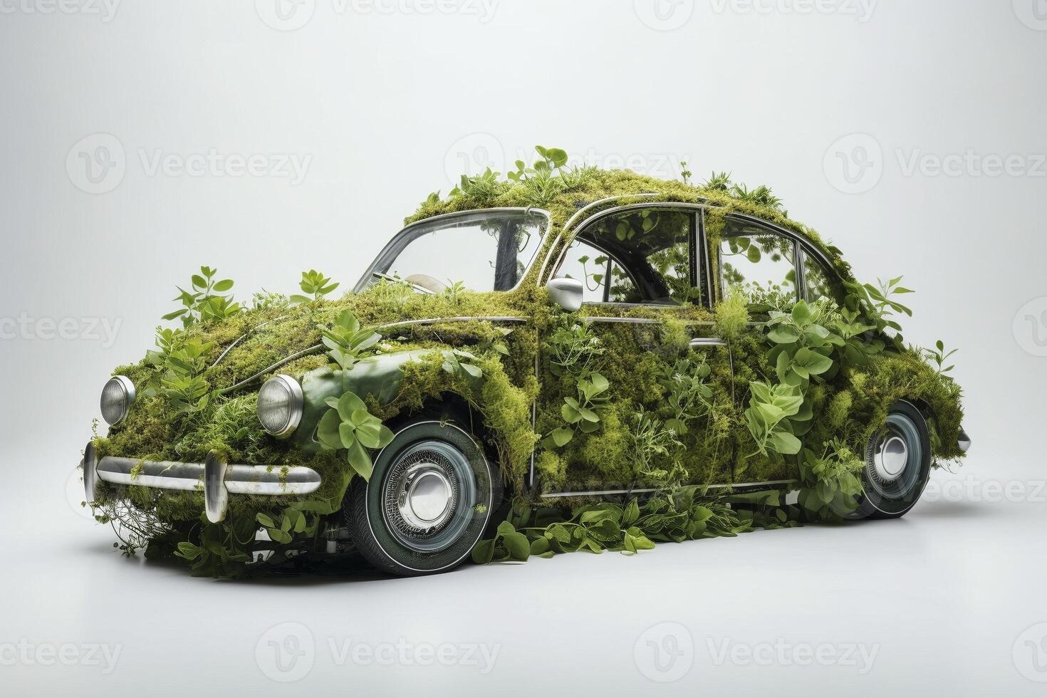 auto gemaakt van planten Aan wit achtergrond, gemaakt met generatief ai foto