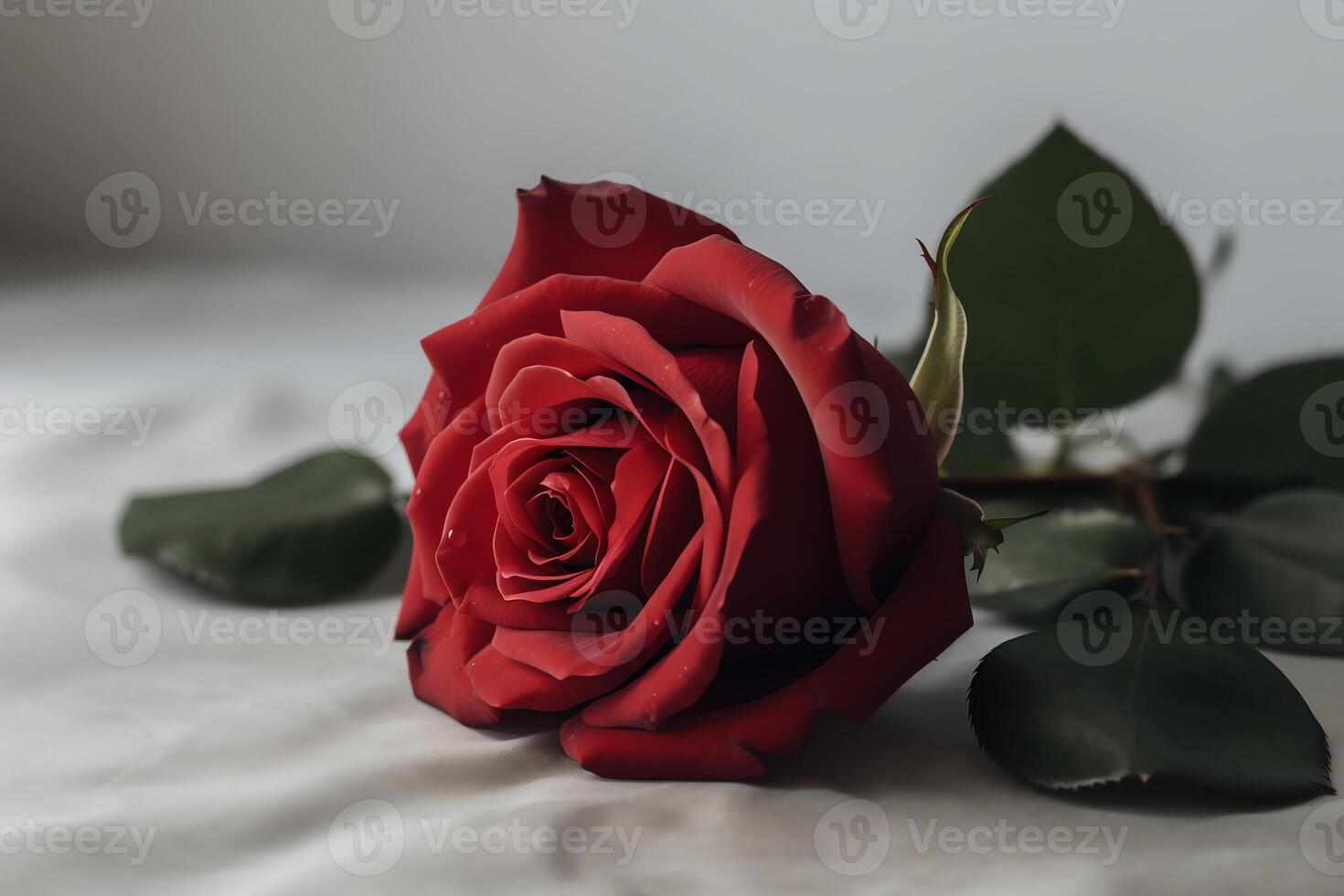 rood roos Aan neutrale achtergrond. ai gegenereerd foto