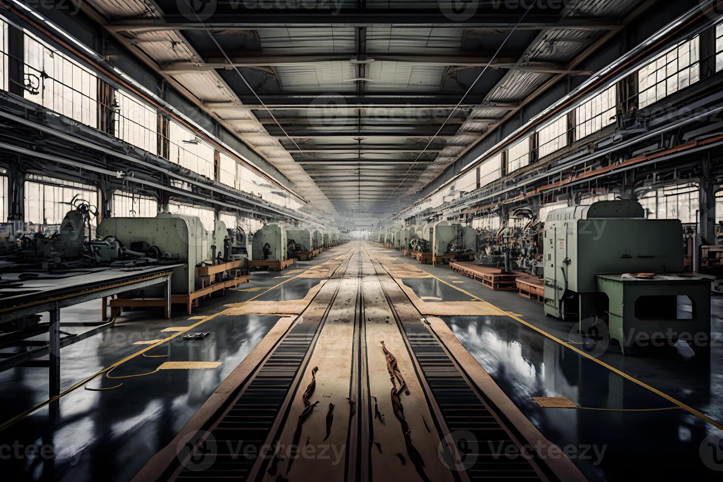 industrieel fabriek in mechanisch bouwkunde voor de vervaardiging van transformatoren - interieur van een productie hal. neurale netwerk ai gegenereerd foto