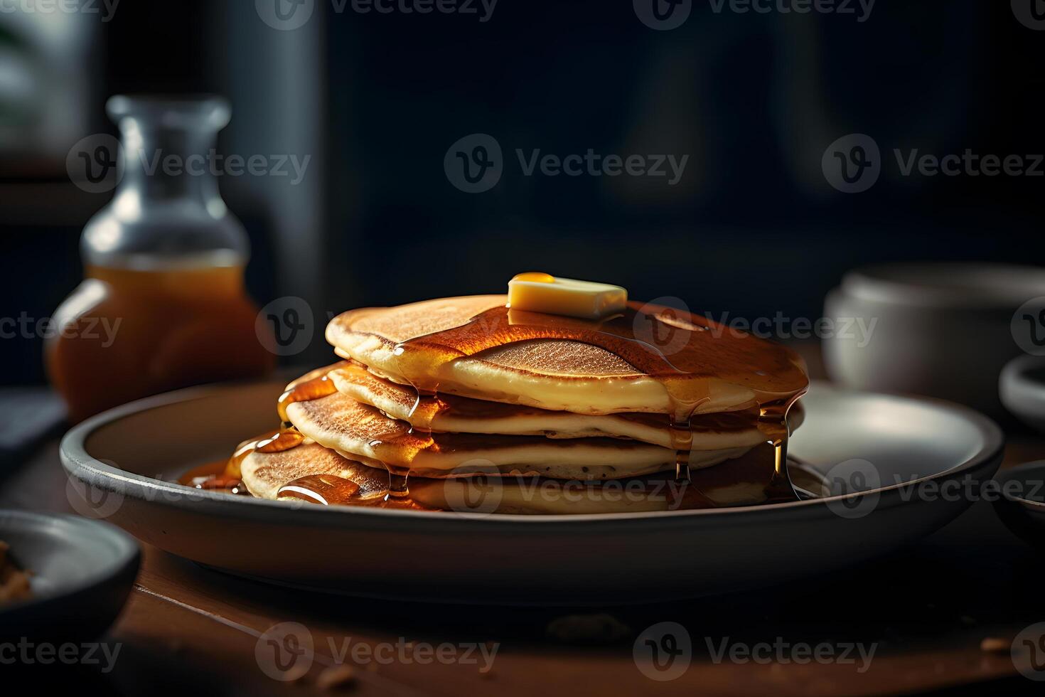 pannekoeken met honing. neurale netwerk ai gegenereerd foto