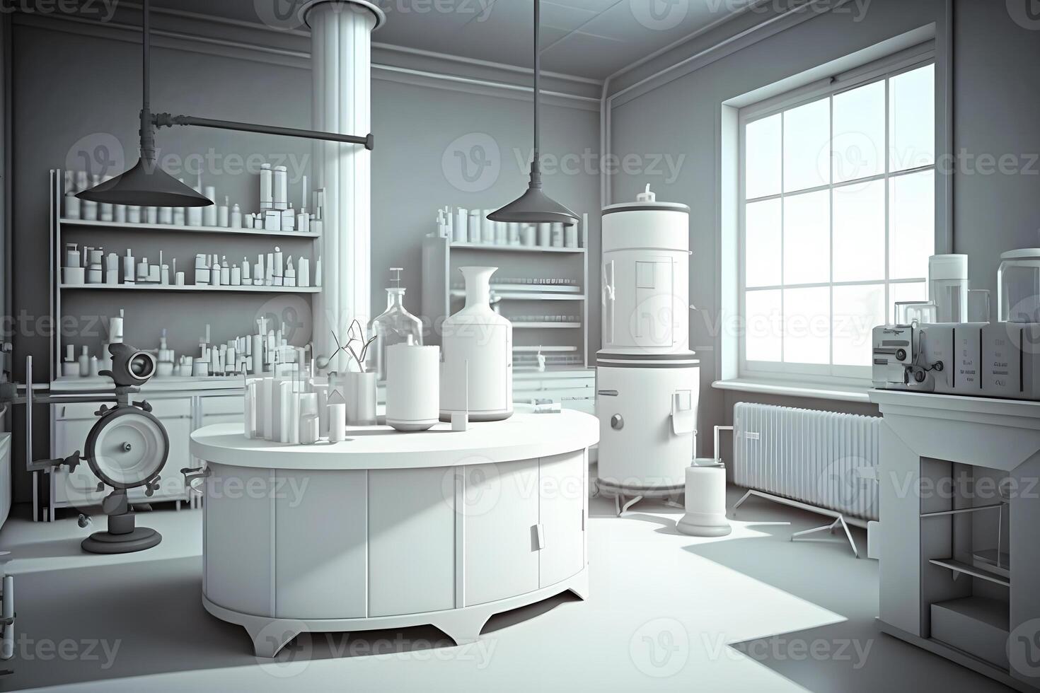 interieur van een chemisch of biologisch laboratorium. neurale netwerk ai gegenereerd foto