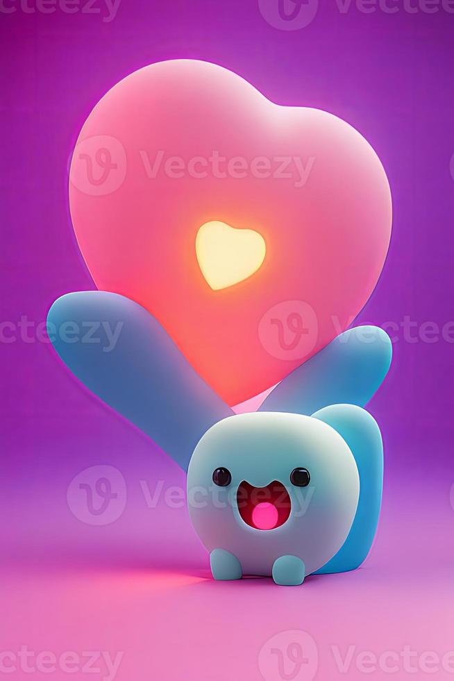 lampen met gloeiend harten, achtergrond voor Valentijn liefde met karakter tekenfilm foto