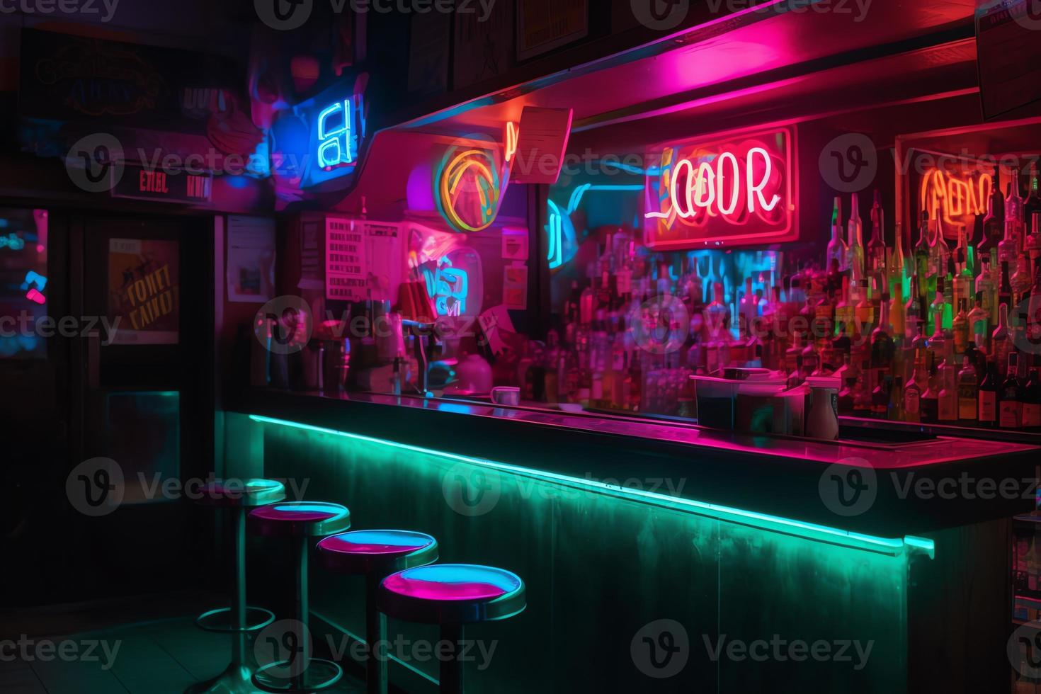 neon bar. ai gegenereerd foto