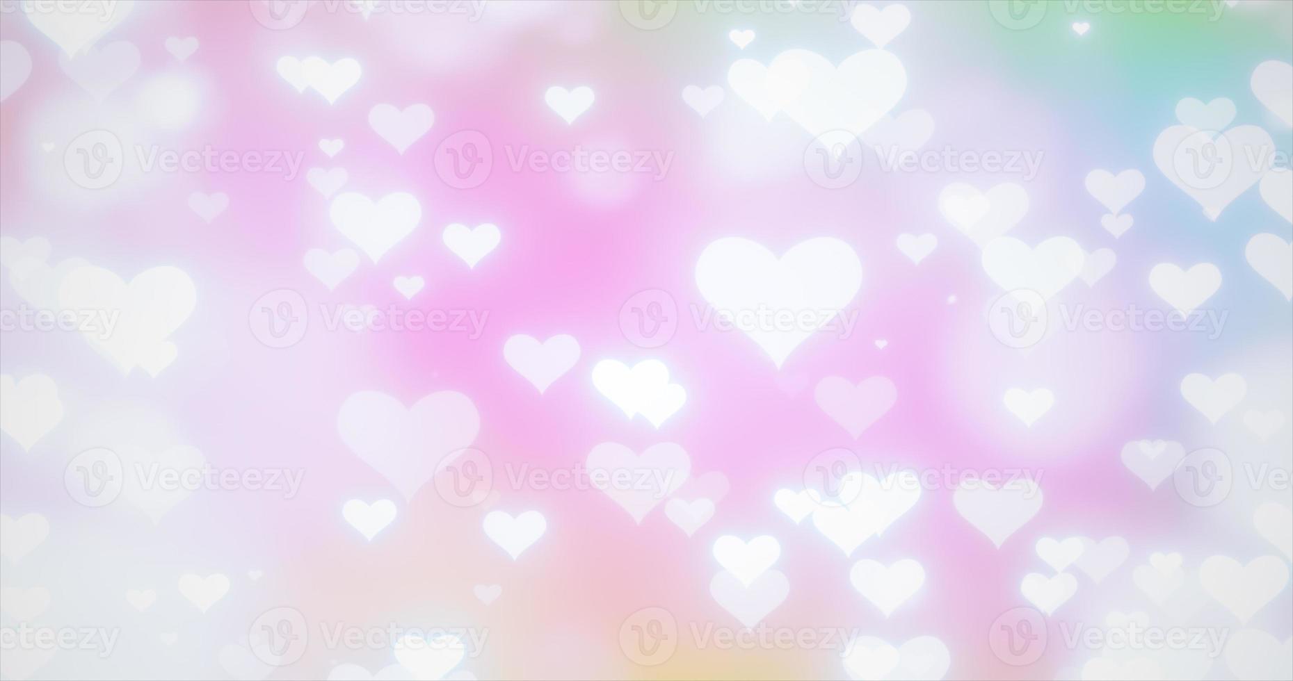 gloeiend inschrijving vliegend liefde harten Aan een roze achtergrond voor Valentijnsdag dag foto