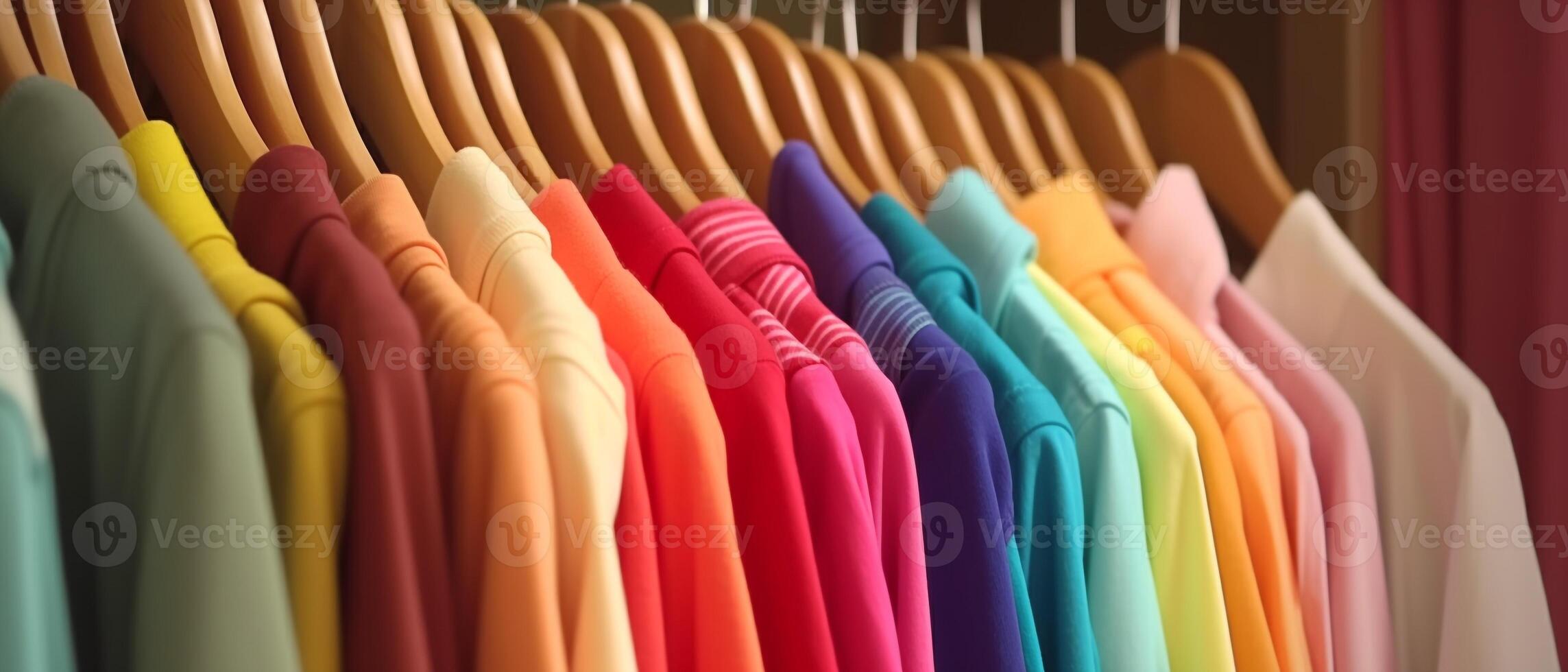 mode kleren Aan kleding rek kleurrijk kast foto