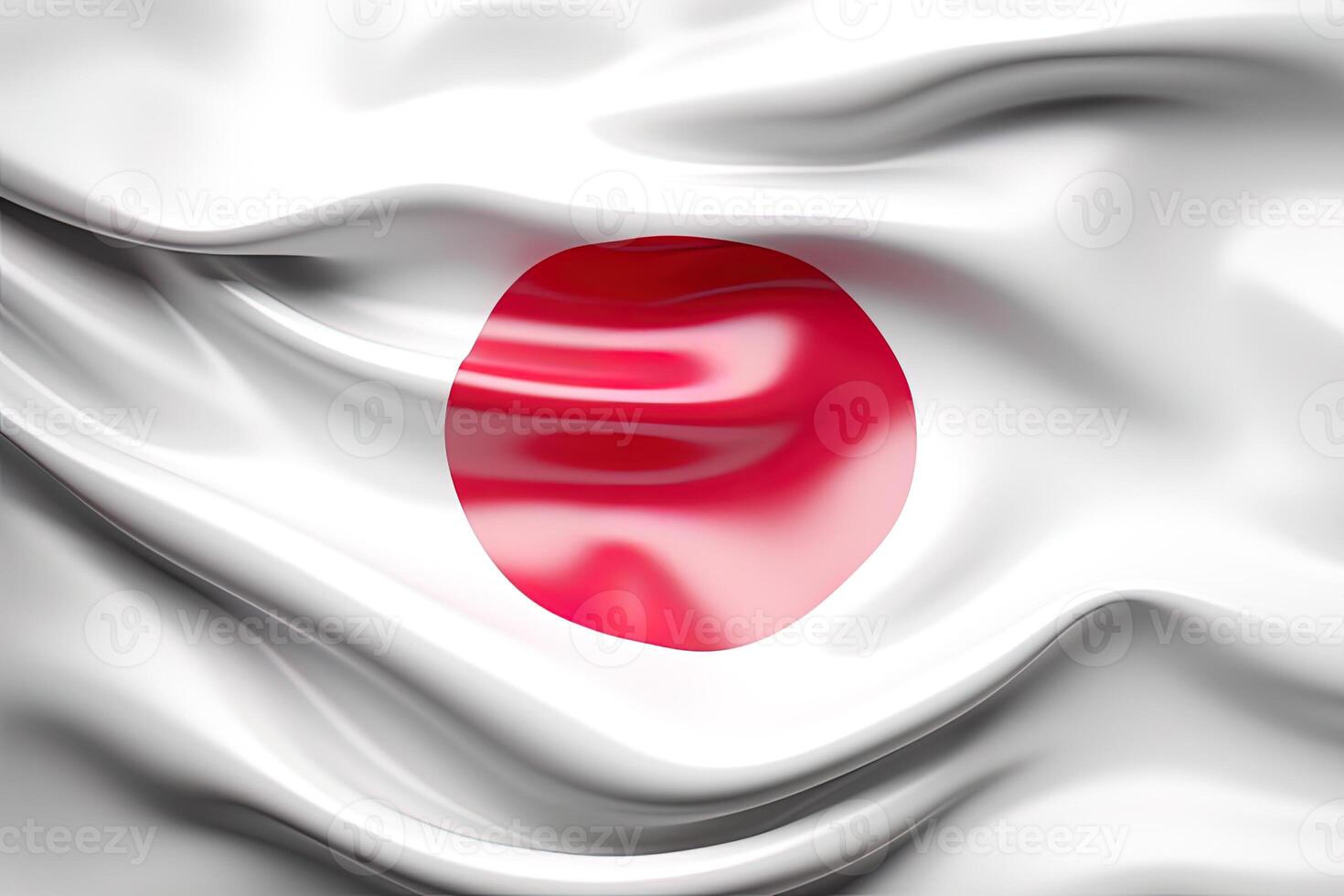 rood cirkel en wit achtergrond, golvend de nationaal vlag van Japan, zwaaide een zeer gedetailleerd detailopname. ai gegenereerd foto